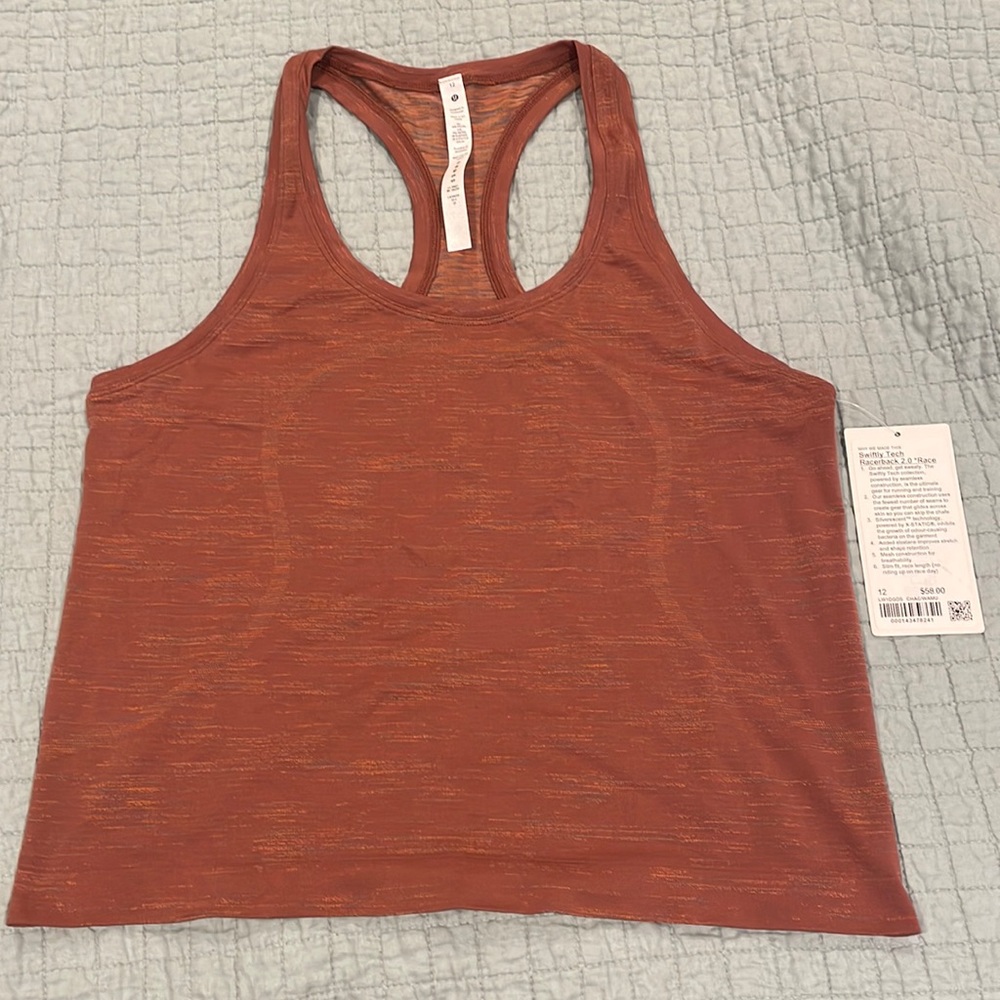 lululemon athletica Heathered Rust Orange Run Swiftly Racerback Tank - Size 12